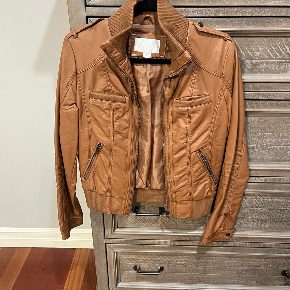 Xhiliration from Target cognac pleather jacket size small in like new condition